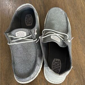 Hey Dude Wendy Sparkly Gray Loafers